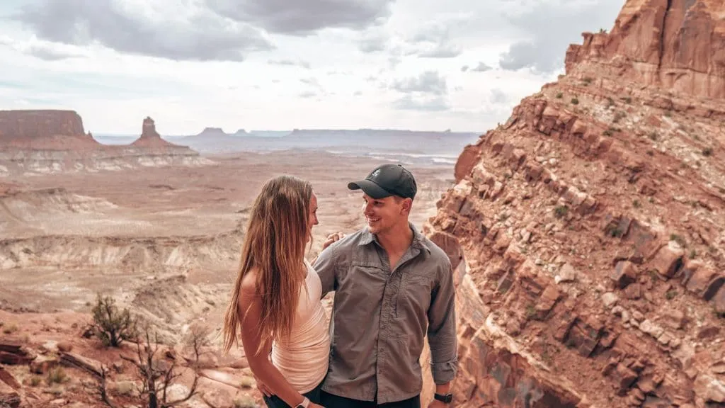 Kiersten and Ryan at the False Kiva overlook in Canyonlands