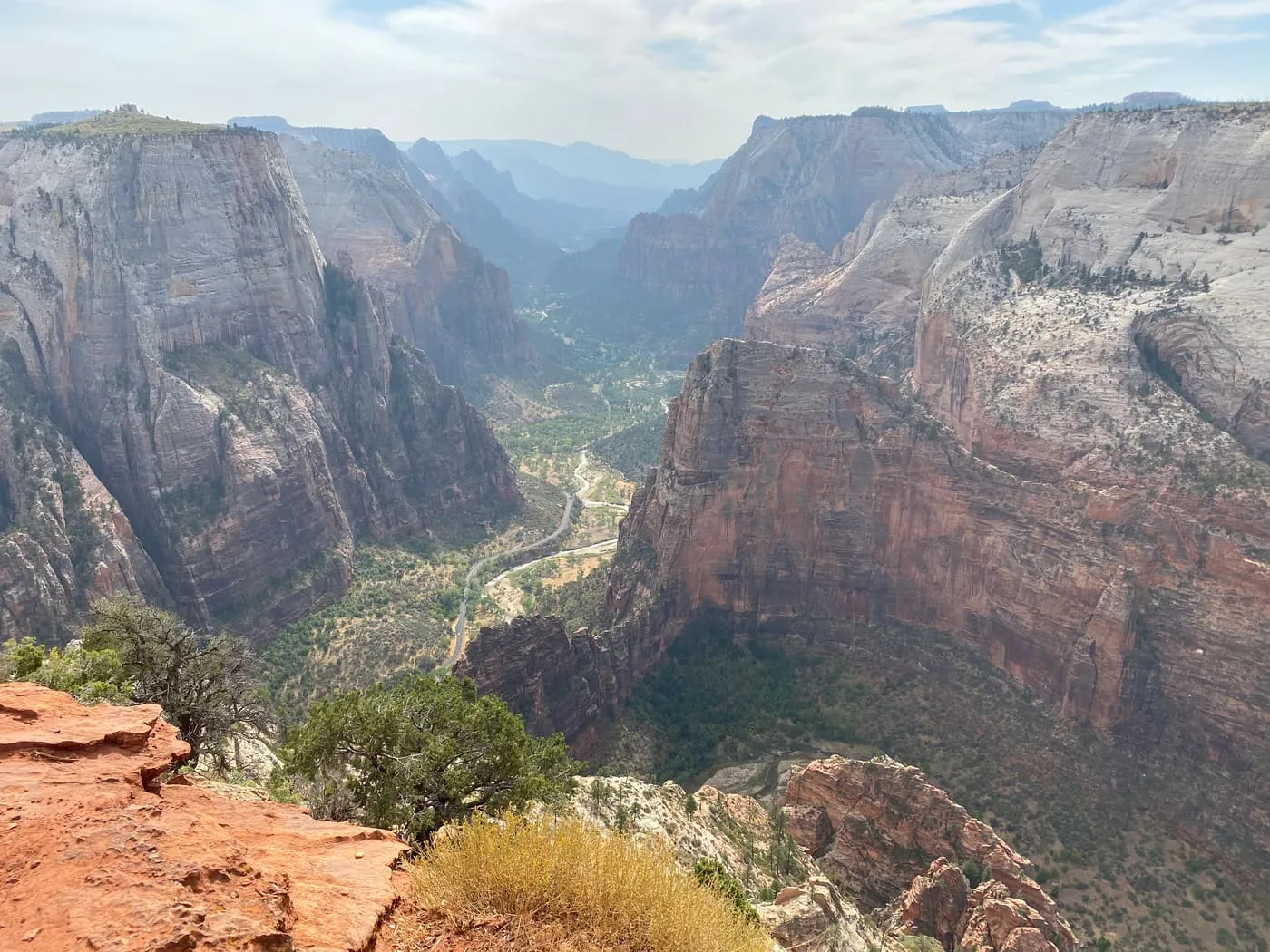 The view down Zion Canyon from high on the trail